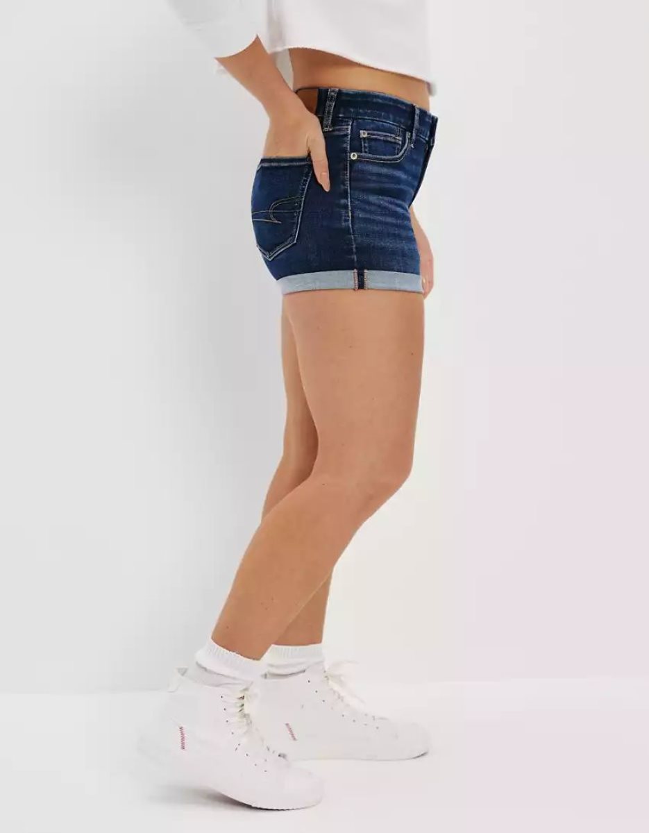 Shorts American Eagle AE Ne(x)t Level Curvy Denim Midi Indigo Foncé Femme | EFM-83798839